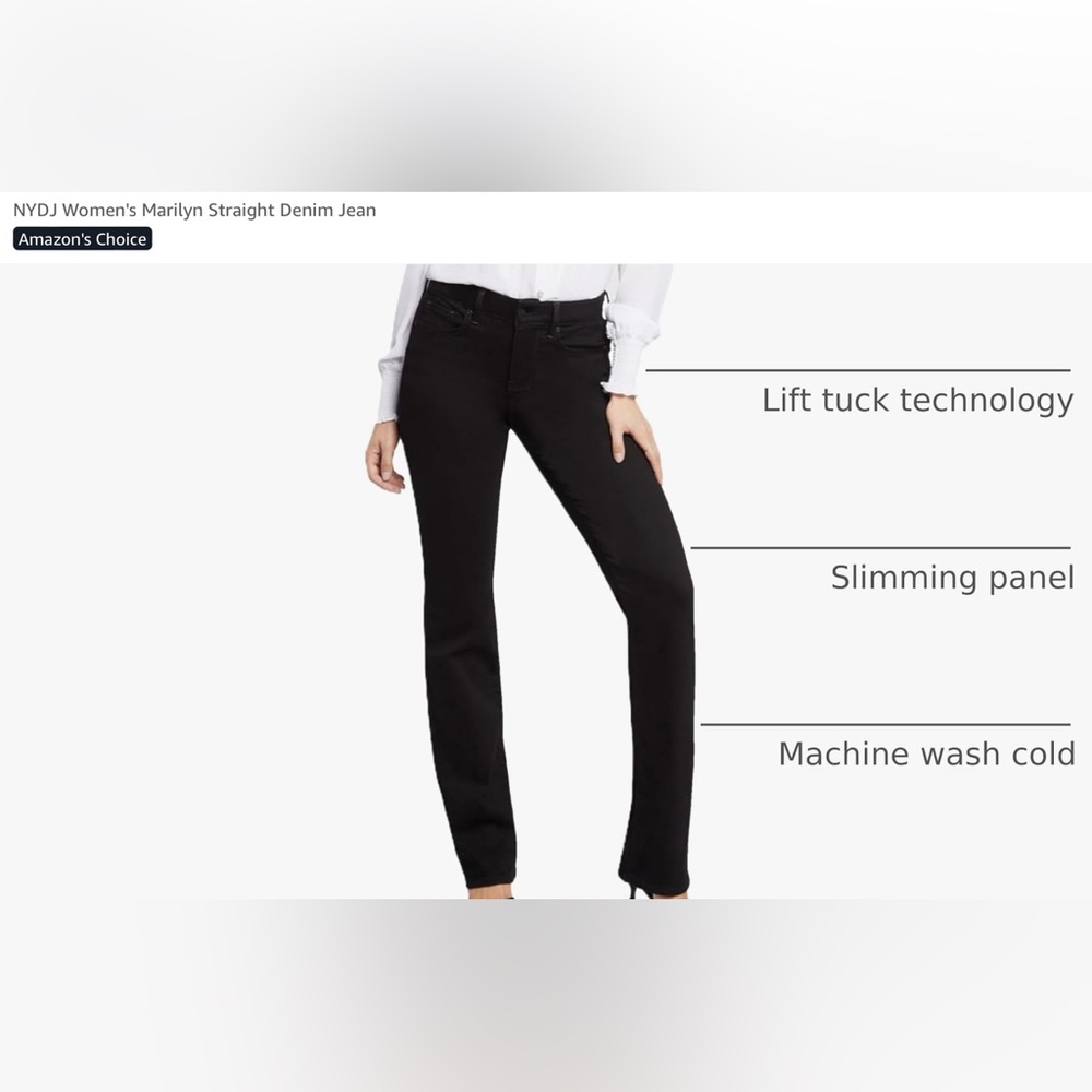 NYDJ Women's Marilyn Straight Denim Jean with Slit.